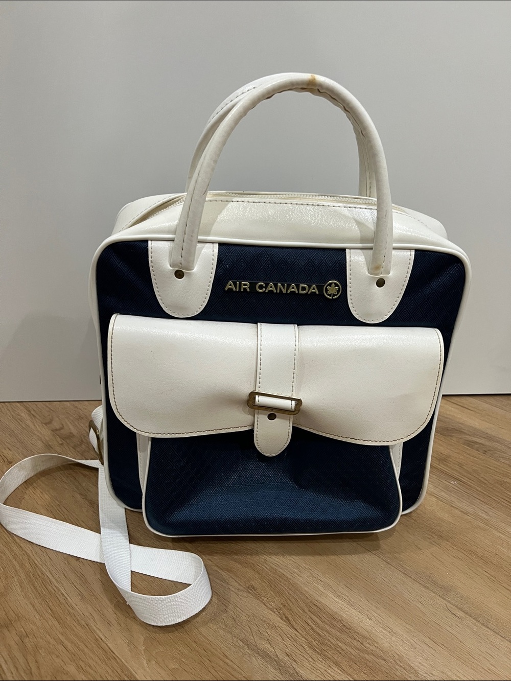 Navy and White Vintage Air Canada Travel Tote